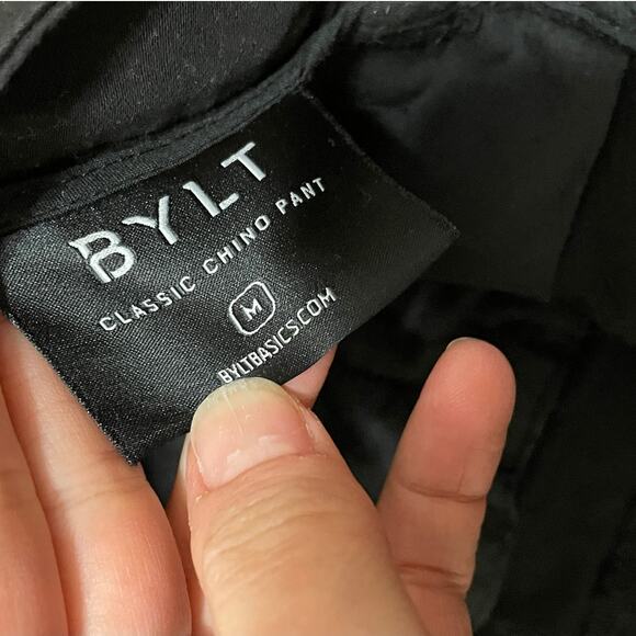 BYLT Black Classic Chino Pants Straight Leg Stretch Flat Front Everyday Men's M - Picture 4 of 6